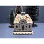 A07 Bunzlau Kerst huisje 15cm 1257 Waxinelichthouder